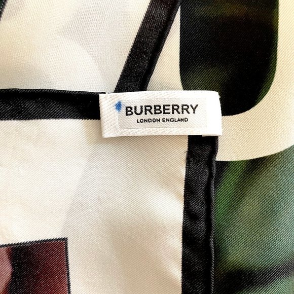 Burberry "Roses" Silk Square Scarf 35' x  35" - Picture 11 of 11